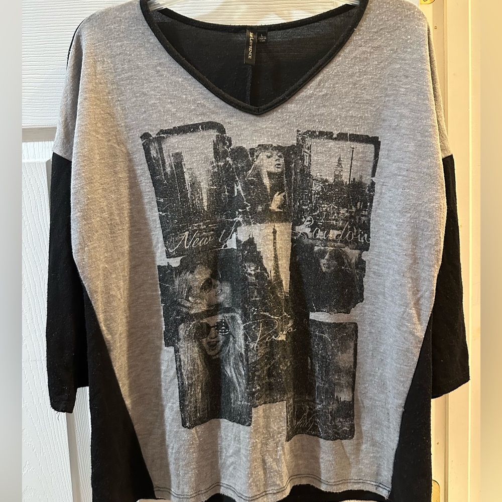 Susan Lawrence Black and Gray Top